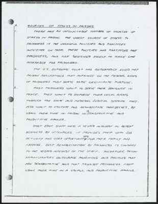 Sources of stress in prisons