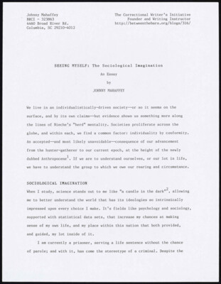 Seeing myself: The sociological imagination