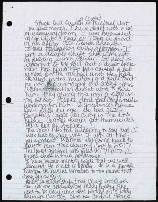 Stuck out queer at Michael Unit