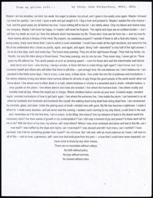 From my prison cell...