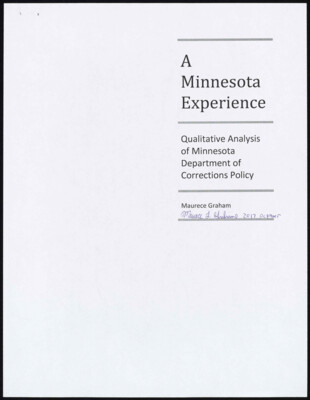 A Minnesota experience: Qualitative analysis of Minnesota Department of Corrections policy