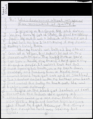 Who's delusional about whether I'm innocent or guilty?