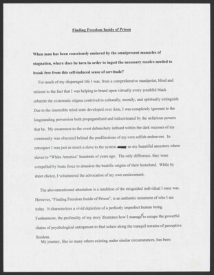 Finding freedom inside of prison