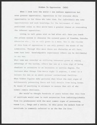 Hidden to oppression