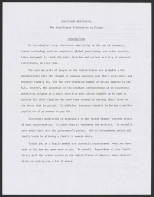 Electric monitoring: The intelligent alternative to prison