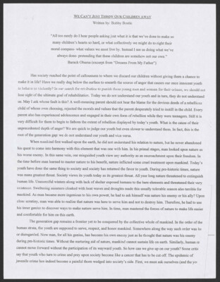 We can't just throw our children away