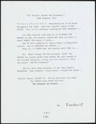 Of 'Parole' Boards and dinosaurs (and dragons, too)