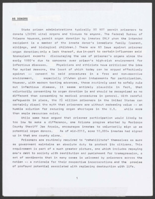 Replacing destruction with life "weighing inmate organ donation"