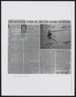 Life and time move on, but the quest continues