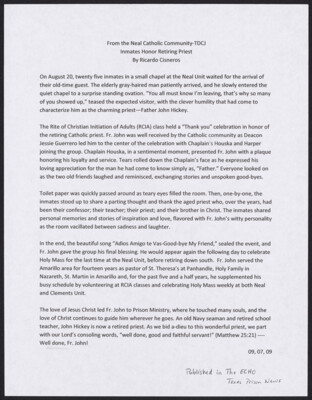 Inmates honor retiring priest