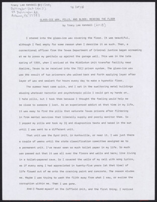 Glass-ice wax, pills, and blood: Reading the floor