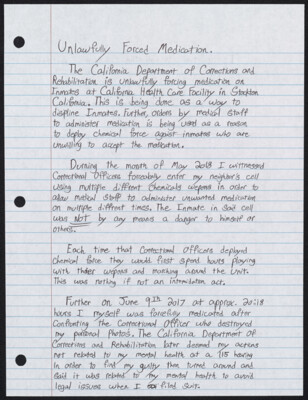 Unlawfully forced medication