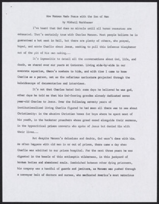 How Manson made peace with the son of man