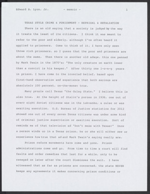 Texas style crime &amp; punishment: Reprisal &amp; retaliation