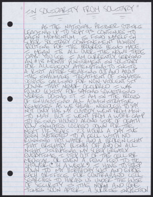 In solidarity from solitary