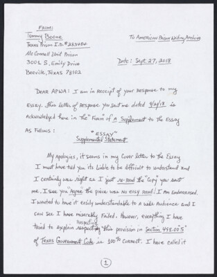 Supplemental statement