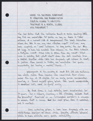 Should the California Department of Corrections and Rehabilitation (CDCR) be allowed to substitute treatment of a mental illness with punishment?