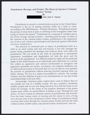 Punishment, revenge and torture: The heart of America's criminal "justice" system