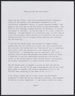 Meeting with the new warden