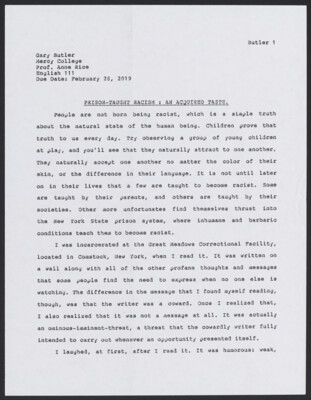 Prison-taught racism: an aquired taste