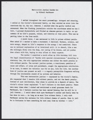 Restorative justice inside out