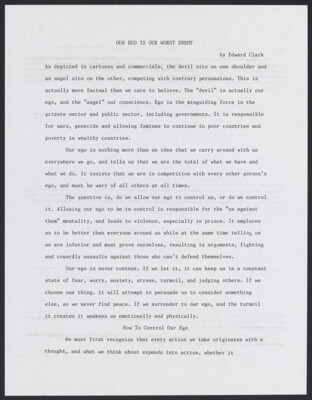 Our ego is our worst enemy