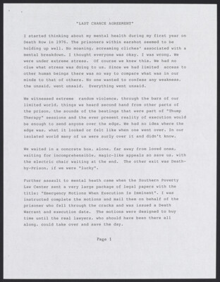 Last chance agreement