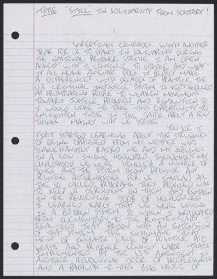 "Still" in solidarity from solitary!