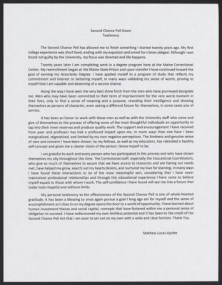 Second chance Pell Grant