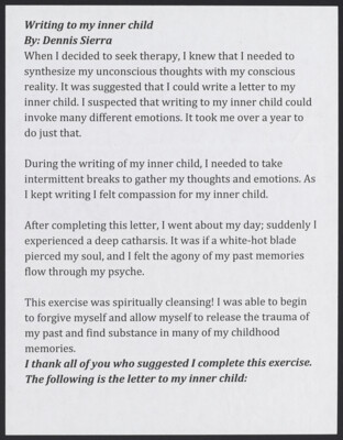 Writing to my inner child