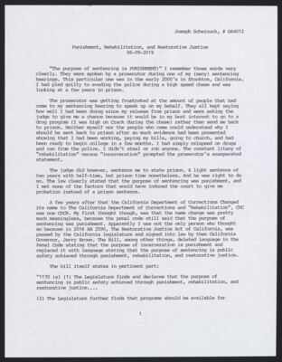 Punishment, rehabilitation, and restorative justice