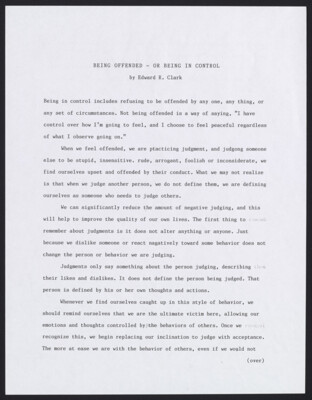 Being offended - or being in control