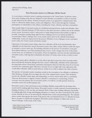 Does restorative justice let offenders off the hook?