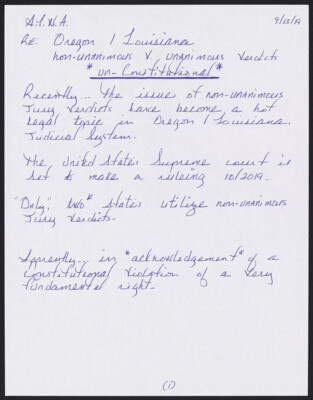 Oregon/Louisiana non-unanimous v. unanimous verdicts un-constitutional