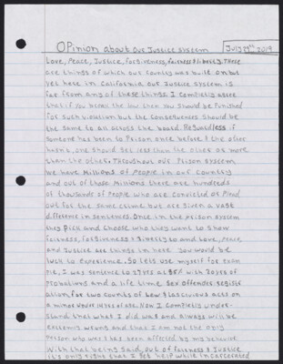 Opinion about our justice system