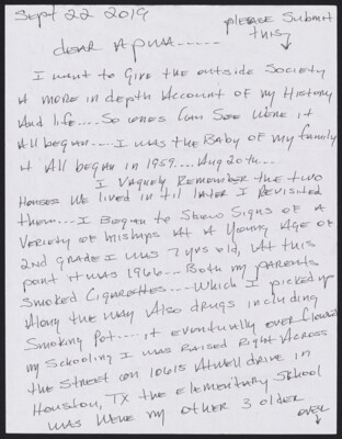 I want to give the outside society a more in depth account of my history