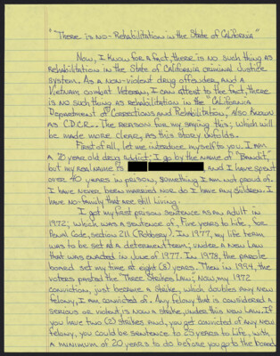 There is no rehabilitation in the state of California