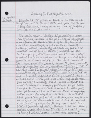 Journey out of hopelessness