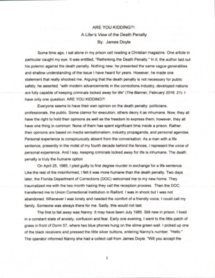 Are you kidding?!: A lifer's view of the death penalty