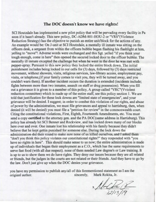 The DOC doesn't know we have rights!