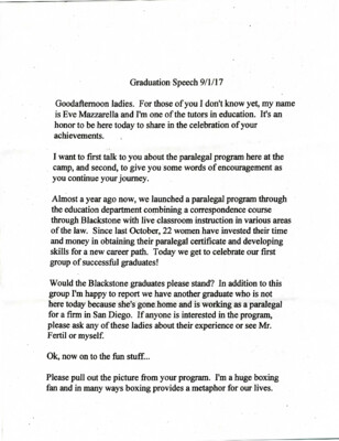 Graduation speech 9/1/17