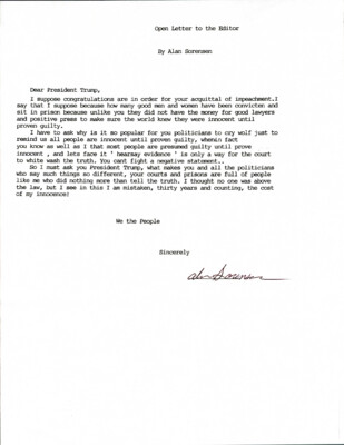 Open letter to the editor