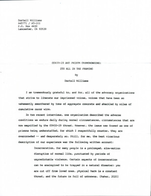 COVID-19 and prison overcrowding: Its all in the framing