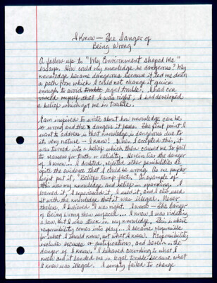 I know - The danger of being wrong