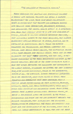 The challenges of psychological survival