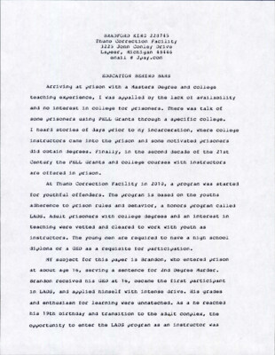 Education behind bars