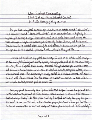 Our gated community: Part I of NC prison industrial complex