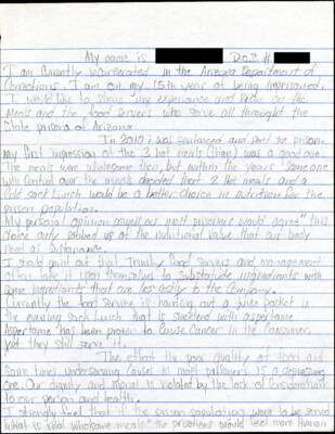 I am currently incarcerated in the Arizona Department of Corrections