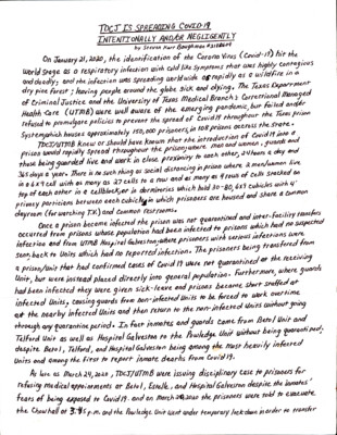 TDCJ is spreading COVID-19 intentionally and/or negligently