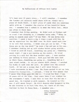 My reflections of officer Bret Lumley